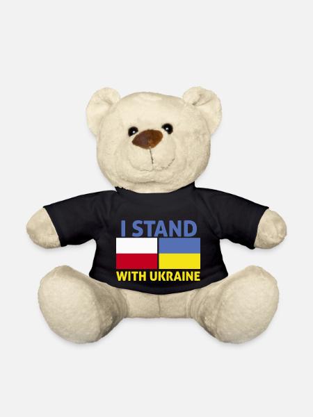 poland Stand With Ukrain I Stand With Ukraine - Teddy Bear - black