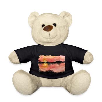 Painted Sunset Watercolor/Ink - Teddy Bear - black - Front