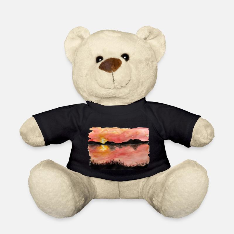 Gemalter Sonnenuntergang Aquarell/Tusche - Teddy - Schwarz