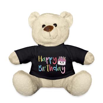 Joyeux anniversaire Joyeux gâteau d’anniversaire - Nounours - noir - Devant