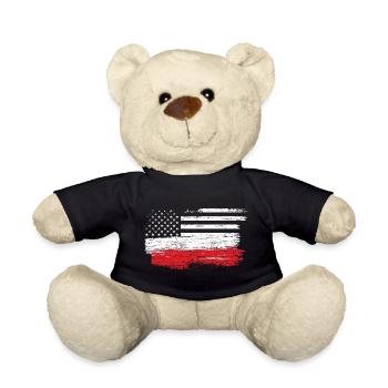 Gebürstete U.S. Flagge Kunst - Teddy - Schwarz - Vorne