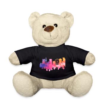 Birmingham Angleterre UK City Skyline Splash Coloré - Nounours - noir - Devant
