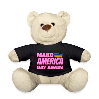 pride america queer schwul lesbisch liebe USA US - Teddy - Schwarz - Vorne