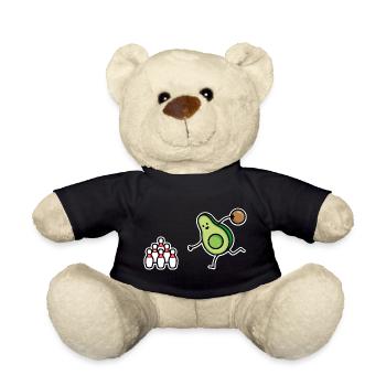 Lustige Avocado Bowling, Bowler, kegeln, Kegler - Teddy - Schwarz - Vorne