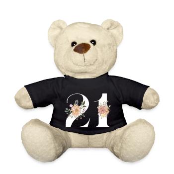 Blumen zum 21-jährigen Jubiläum (Geschenk von 21 Jahren) - Teddy - Schwarz - Vorne