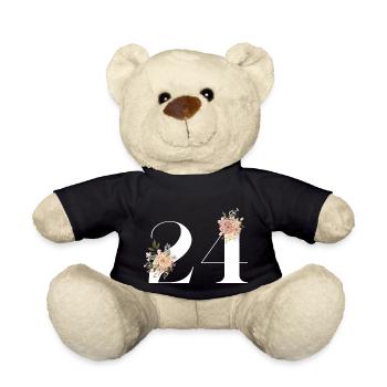 Blumen zum 24-jährigen Jubiläum (Geschenk von 24 Jahren) - Teddy - Schwarz - Vorne