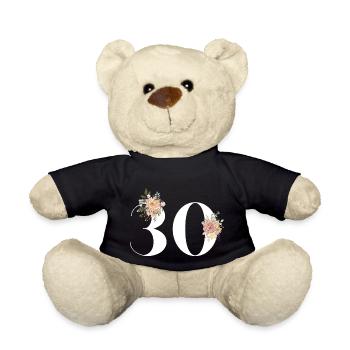 30e anniversaire fleuris (Cadeau de 30 ans) - Nounours - noir - Devant