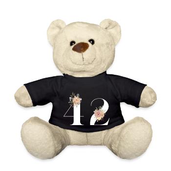 Blumen zum 42. Jahrestag (Geschenk von 42 Jahren) - Teddy - Schwarz - Vorne