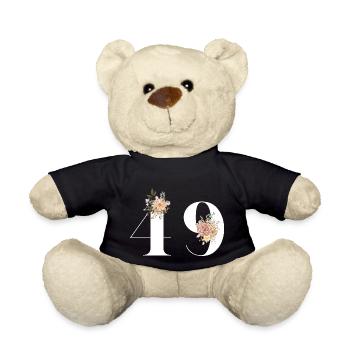 49e anniversaire fleuris (Cadeau de 49 ans) - Nounours - noir - Devant