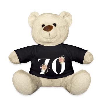 70th Anniversary Flowers (Gift of 70 years) - Teddy Bear - black - Front