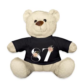 Blumen zum 87-jährigen Jubiläum (Geschenk von 87 Jahren) - Teddy - Schwarz - Vorne