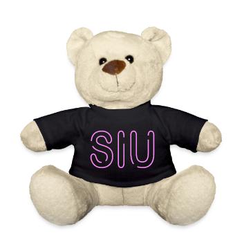 Jugendwort - Siu - dünne Neonschrift in rosa - Teddy - Schwarz - Vorne