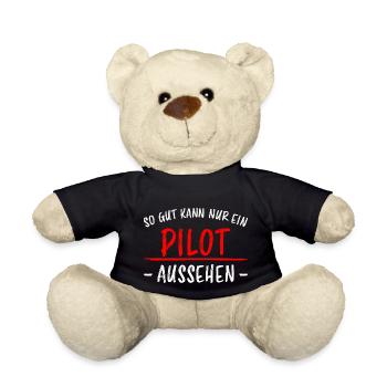 Pilot Lustiger Spruch Flugplatz Flugsport Geschenk - Teddy - Schwarz - Vorne