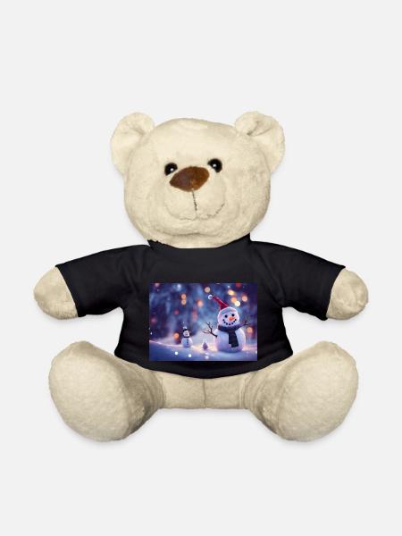 Frohe Weihnachten Schneemann - Teddy - Schwarz