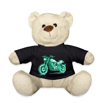 Retro Motorrad in 8 Bit in der Farbe grün - Teddy - Schwarz - Vorne