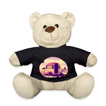 Caravan Gift Camp Camping Camping Motorhome - Teddy Bear - black - Front