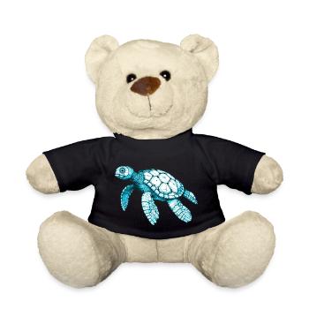 Belle tortue de mer en bleu - Nounours - noir - Devant