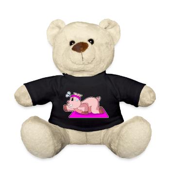 Pig Yoga Fitness Gymnastics - Teddy Bear - black - Front