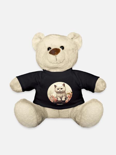 Weißes Kätzchen in Asia Style - Teddy - Schwarz