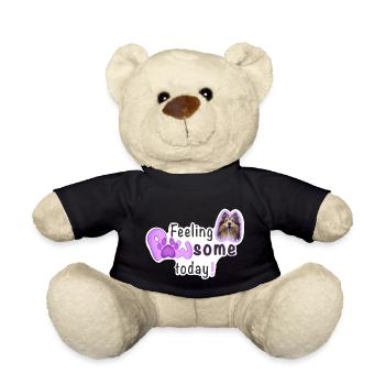 Feeling PAWSOME today! Dog Sheltie Paw Pink - Teddy Bear - black - Front