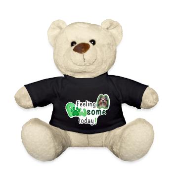 Feeling PAWSOME today! Dog Sheltie Paw Green - Teddy Bear - black - Front