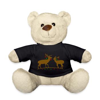 Hirsche mit Weihnachtskugeln - Teddy - Schwarz - Vorne