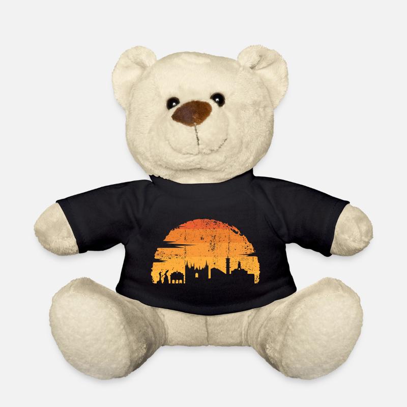 Sunset Skyline Silhouette - Teddy Bear - black