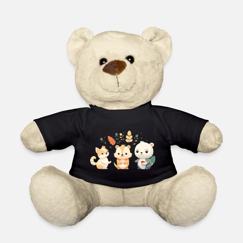 Cute Forest Friends Illustration - Teddy Bear - black