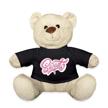 Sweet Pink Glitter Hand Lettered Design - Teddy Bear - black - Front