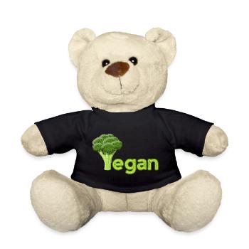 Vibrant Vegan Broccoli Logo - Teddy Bear - black - Front
