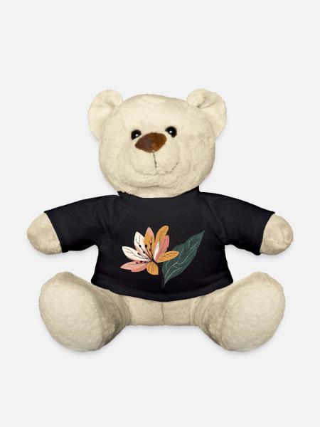Flower Lily Minimalist - Teddy Bear - black