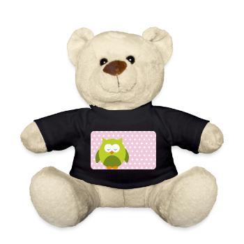 Lustige Eule mit Sternchen rosa | personalisierbar - Teddy - Schwarz - Vorne