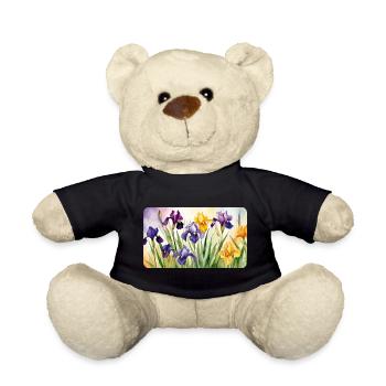 Romantic Irises - Watercolors - Teddy Bear - black - Front