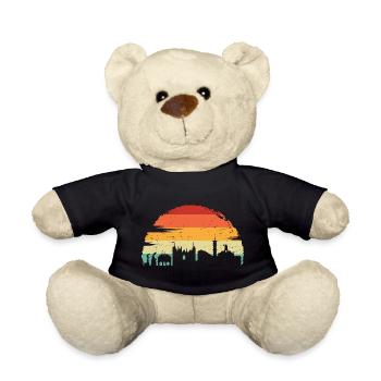 Sunset Skyline Silhouette - Teddy Bear - black - Front