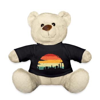 Retro Sunset Skyline Cityscape - Teddy Bear - black - Front