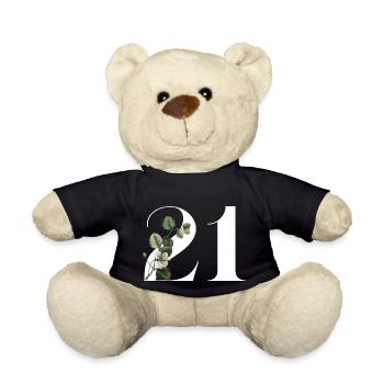 Numéro 21 floral vert -21e anniversaire floral - Nounours - noir - Devant