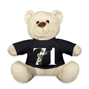 Numéro 71 floral vert - 71e anniversaire floral - Nounours - noir - Devant