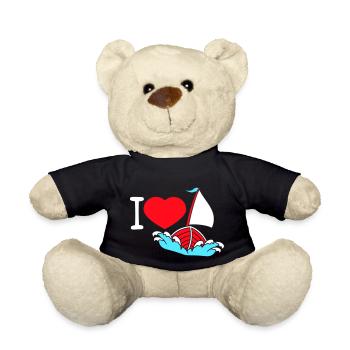 I Love Segeln Wellen Matrose Bootsfahrt Herz Liebe - Teddy - Schwarz - Vorne