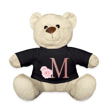 Lettre M avec des fleurs - Nounours - noir - Devant