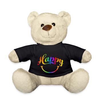 happy quotes positive quote cute love positivity - Teddy Bear - black - Front