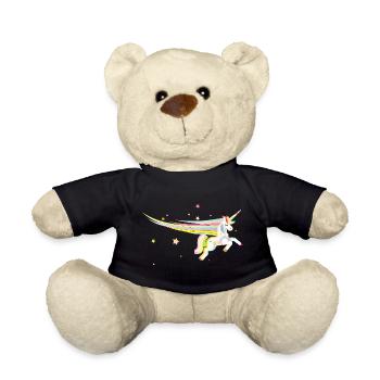 Magisches Einhorn – Farbenfrohe Illustration - Teddy - Schwarz - Vorne