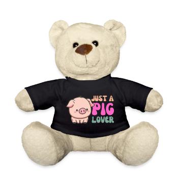 Mignon cochon amoureux illustration pour la mode - Nounours - noir - Devant
