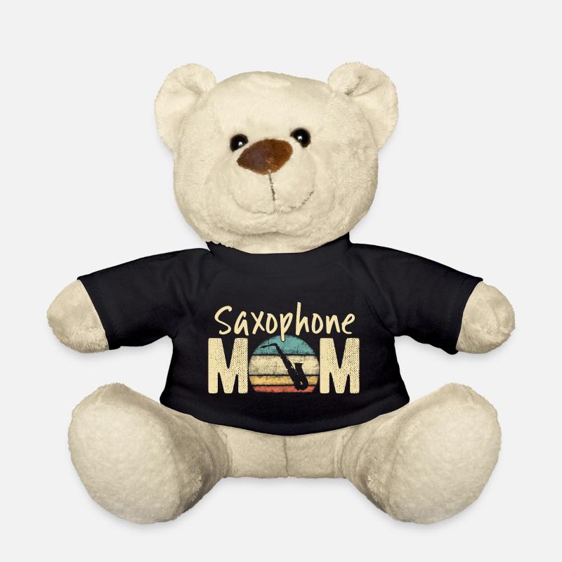 Saxophone Mom Retro Vintage Marching Band Design - Teddy Bear - black