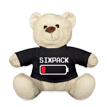 Six-pack – Fun outfit with a low battery - Teddy Bear - black - Front