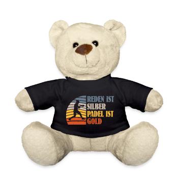 Padel game TALKING IS SILVER PADEL IS GOLD Funny - Teddy Bear - black - Front