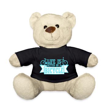 Life is better on a bicycle Cycling Saying Sport - Teddy Bear - black - Front