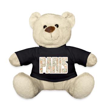 Paris City Map - Teddy Bear - black - Front