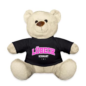 Lübeck Germany Stadt Statement Typo - Teddy - Schwarz - Vorne
