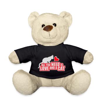 All You Need Is Love And A Cat Lustig Katze Spruch - Teddy - Schwarz - Vorne