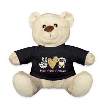 Peace Love Pekingese – Peke Dog Mama Papa Schoßhund - Teddy - Schwarz - Vorne